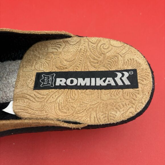 NEW ROMIKA Brown Leather Floral Design Slip On Mules Womans size 39/8 - Picture 5 of 7